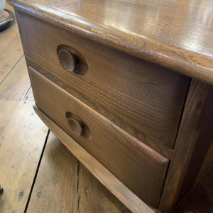 Vintage salontafel / salontafel, Scandinavisch design, lades opbergwielen, jaren