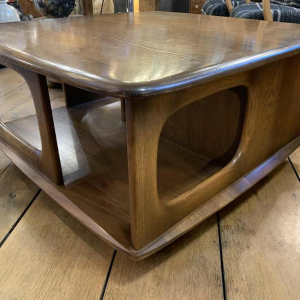 Vintage coffee / living room table, Scandinavian design, drawers storage wheels