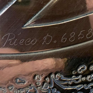 RICCO D, Table basse Mid-Century en laiton gravÃ© oxydÃ©, Design belge 1970s,