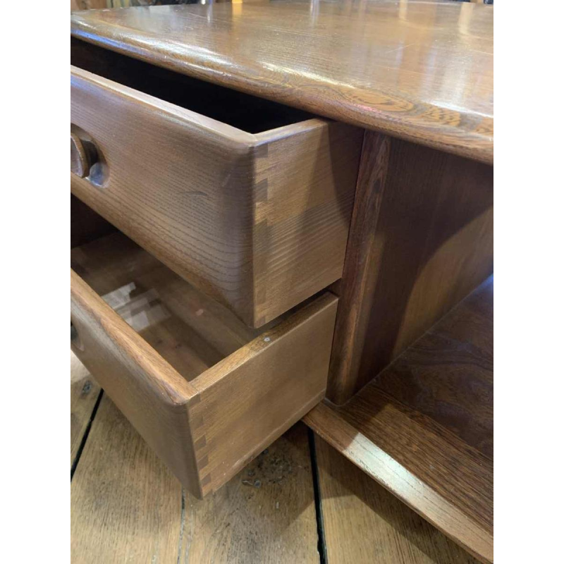 Vintage salontafel / salontafel, Scandinavisch design, lades opbergwielen, jaren