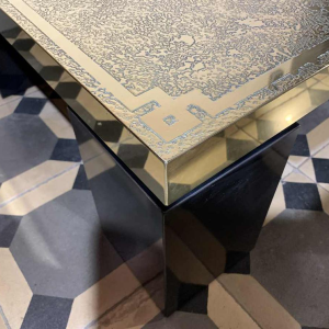 RICCO D, Table basse Mid-Century en laiton gravÃ© oxydÃ©, Design belge 1970s,