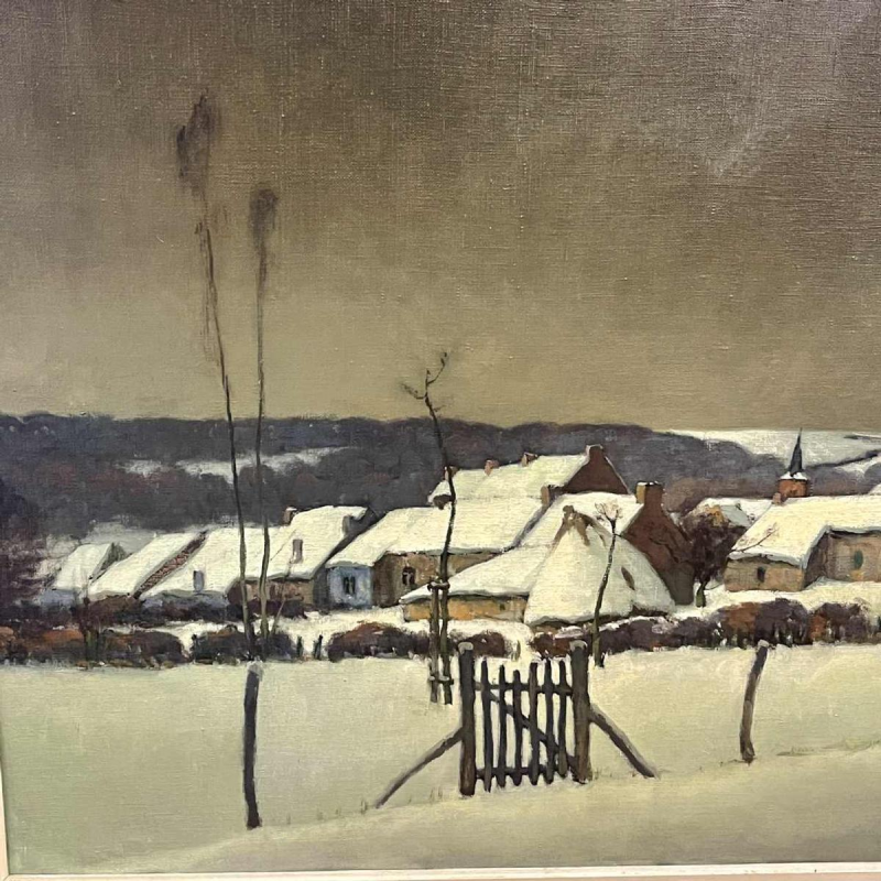 Jean-Baptiste Scoriel, Painting " Landscape in the snow" Oil on canvas, 1948