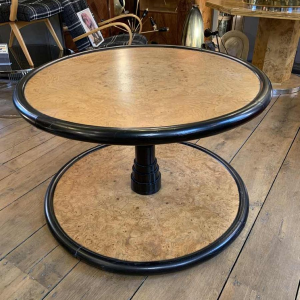 De Coene (attribuÃ©) Table Basse Ronde Tournante Art DÃ©co, Loupe d'Erable & EbÃ¨ne