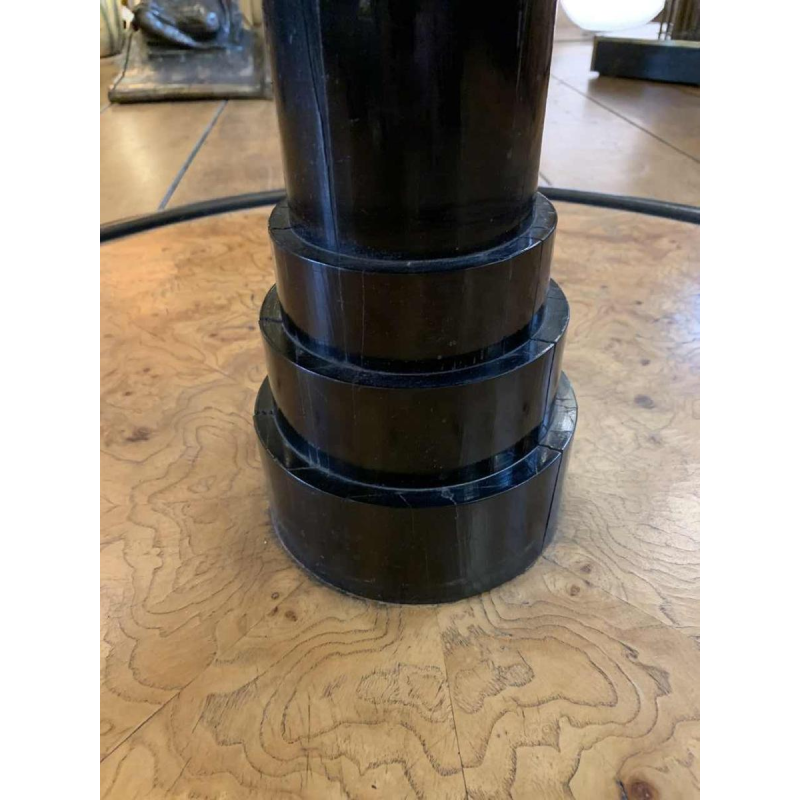 De Coene (attributed) Round Rotating Art Deco Coffee Table, Maple Burl & Ebony