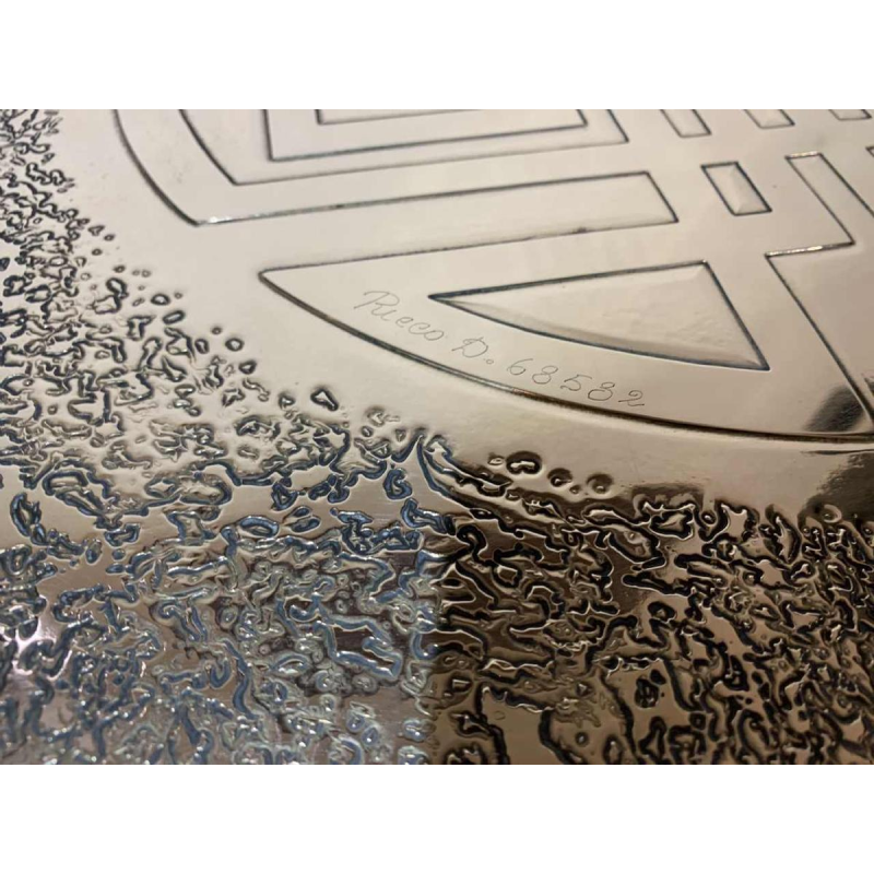 RICCO D, Table basse Mid-Century en laiton gravÃ© oxydÃ©, Design belge 1970s,