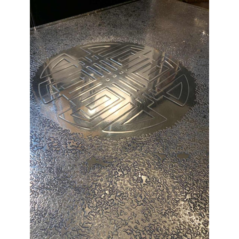 RICCO D, Table basse Mid-Century en laiton gravÃ© oxydÃ©, Design belge 1970s,