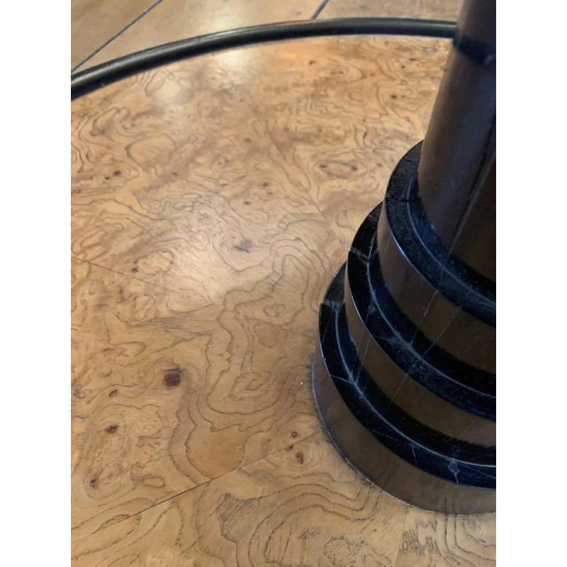 De Coene (attributed) Round Rotating Art Deco Coffee Table, Maple Burl & Ebony