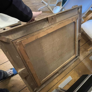 Jean-Baptiste Scoriel , Tableau " Village sous la neige " Huile sur toile, 1948