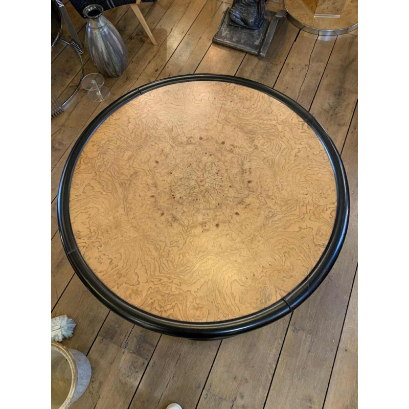 De Coene (attribuÃ©) Table Basse Ronde Tournante Art DÃ©co, Loupe d'Erable & EbÃ¨ne