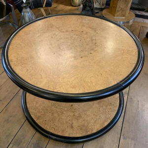 De Coene (attribuÃ©) Table Basse Ronde Tournante Art DÃ©co, Loupe d'Erable & EbÃ¨ne