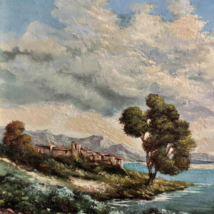 Willy PANNIER «Relaxation at the water's edge» painting, oil on panel