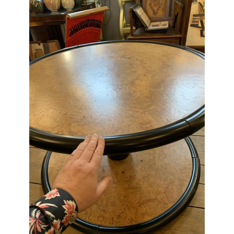 De Coene (attribuÃ©) Table Basse Ronde Tournante Art DÃ©co, Loupe d'Erable & EbÃ¨ne