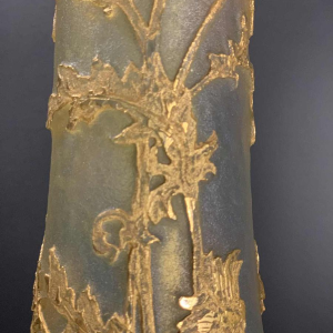 DAUM NANCY " DAISIES " diabolo vase, acid free, gold and silver enhanced 1910