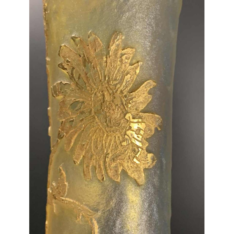 DAUM NANCY ""MADELIEFJES " diabolo vaas, zuurvrij goud en zilver versterkte 1910