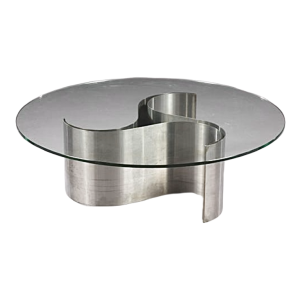 PATRICE MAFFEI & KAPPA " Comète " Coffee Table / Lounge, Stainless Steel, 1971