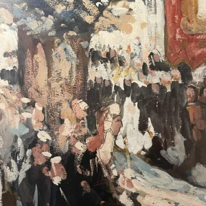 FERNAND ALLARD L'OLIVIER "Procession in Brittany" Gouache Painting 1912