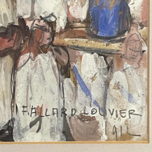 FERNAND ALLARD L'OLIVIER "Processie in Bretagne" Gouache Schilderij 1912