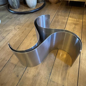 PATRICE MAFFEI & KAPPA " Comète " Salontafel, Roestvrij Staal & Glas, 1971