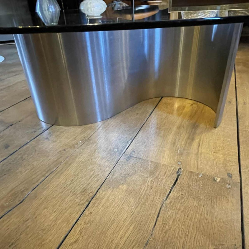 PATRICE MAFFEI & KAPPA " Comète " Salontafel, Roestvrij Staal & Glas, 1971