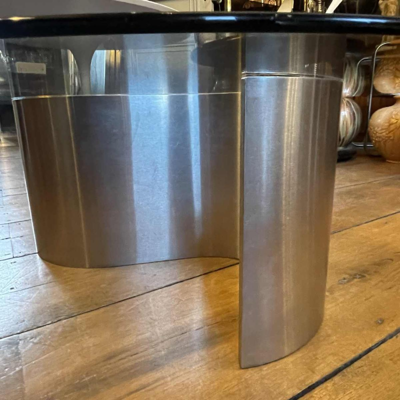PATRICE MAFFEI & KAPPA " Comète " Salontafel, Roestvrij Staal & Glas, 1971