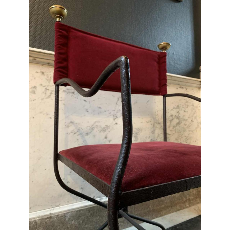 Suite de 4 Chaises / Fauteuils italiennes SAVONAROLA Fer Forgé, 1940s