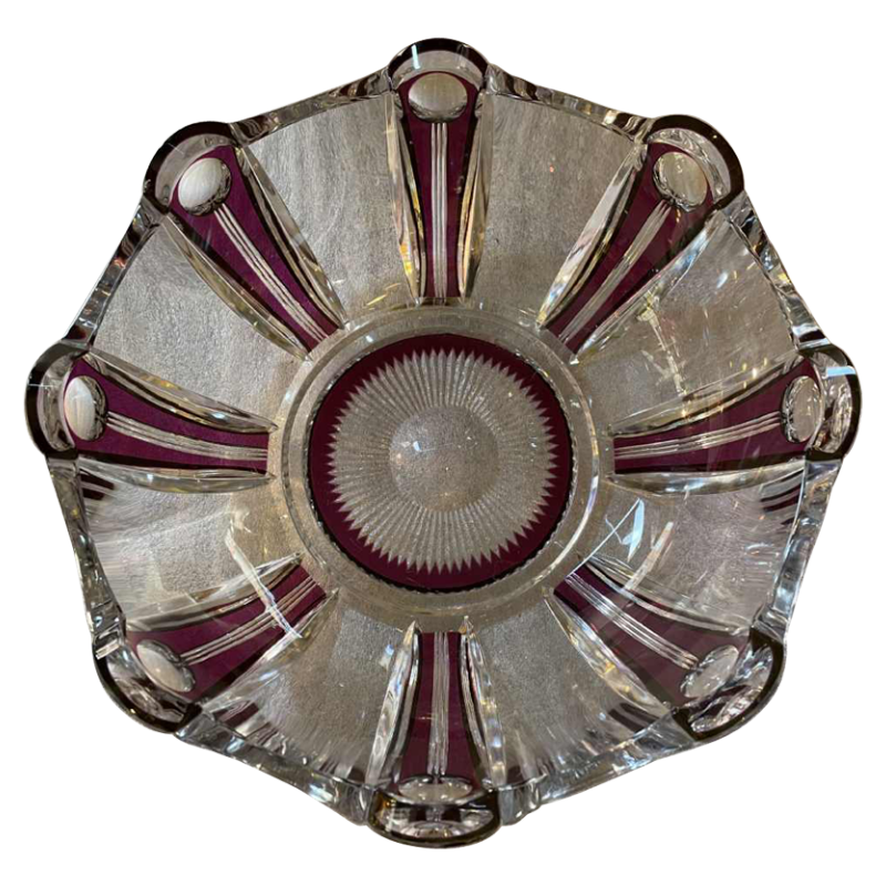 Art Deco glazen beker van Val Saint-Lambert, periode 1925, in kristal, gemaakt door Joseph Simon