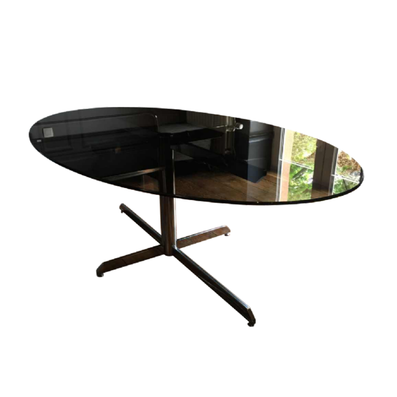Florence Knoll, grande table ovale métal chromé, édition Roche Bobois, 1970