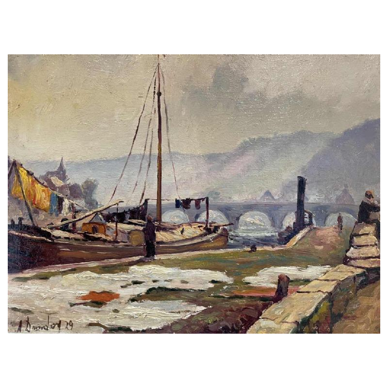 Albert DANDOY (1885-1977): « Le confluent et le pont de Jambes à Namur en 1929 »