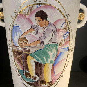 LOUIS RANDOUR Saint Ghislain, Paire de Grands Vases Uniques, CÃ©ramique Art DÃ©co