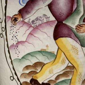 LOUIS RANDOUR Saint Ghislain, paar grote unieke vazen, art deco keramiek 1930s