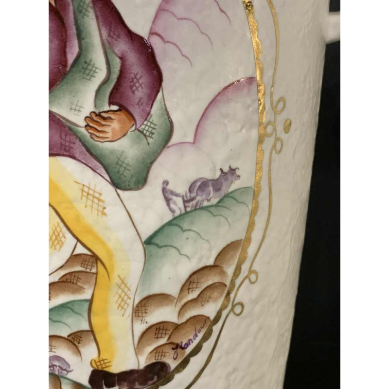 LOUIS RANDOUR Saint Ghislain, Paire de Grands Vases Uniques, CÃ©ramique Art DÃ©co