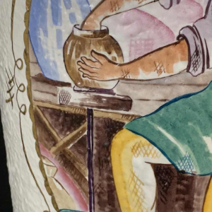 LOUIS RANDOUR Saint Ghislain, paar grote unieke vazen, art deco keramiek 1930s