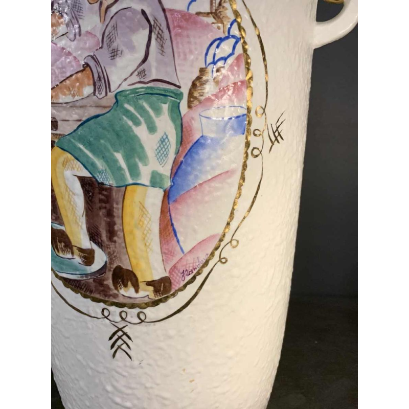 LOUIS RANDOUR Saint Ghislain, Paire de Grands Vases Uniques, CÃ©ramique Art DÃ©co