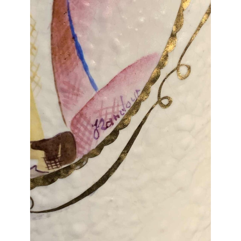 LOUIS RANDOUR Saint Ghislain, paar grote unieke vazen, art deco keramiek 1930s