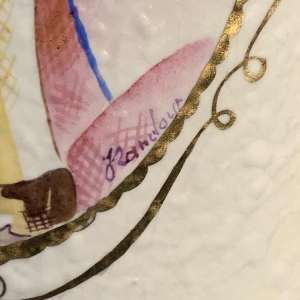 LOUIS RANDOUR Saint Ghislain, paar grote unieke vazen, art deco keramiek 1930s