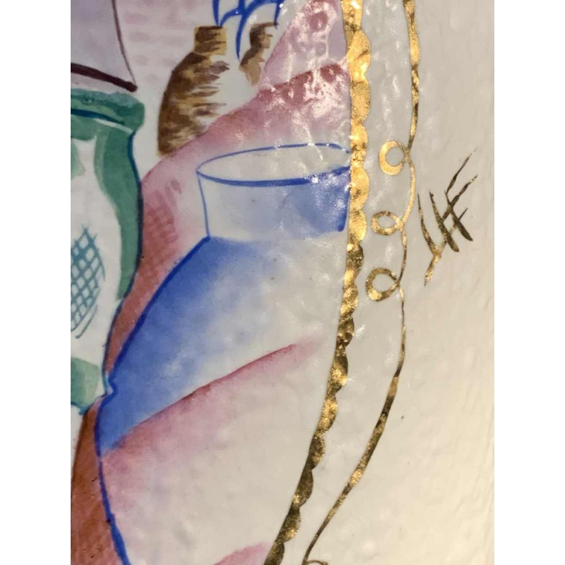 LOUIS RANDOUR Saint Ghislain, paar grote unieke vazen, art deco keramiek 1930s