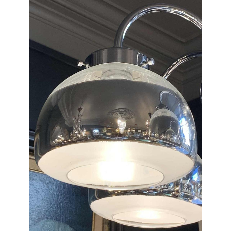 GAETANO SCIOLARI, Chromed metal chandelier and original mercury bobeches, 1960s