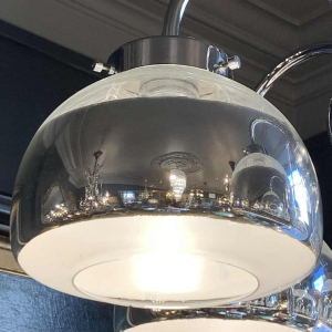 GAETANO SCIOLARI, Verchroomde metalen kroonluchter, originele kwikstruiken 1960s