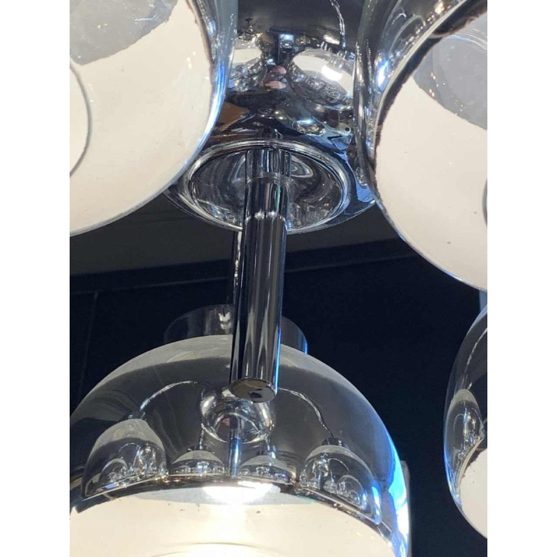 GAETANO SCIOLARI, Chromed metal chandelier and original mercury bobeches, 1960s