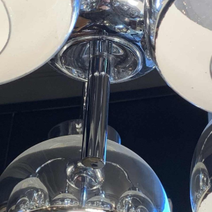 GAETANO SCIOLARI, Chromed metal chandelier and original mercury bobeches, 1960s