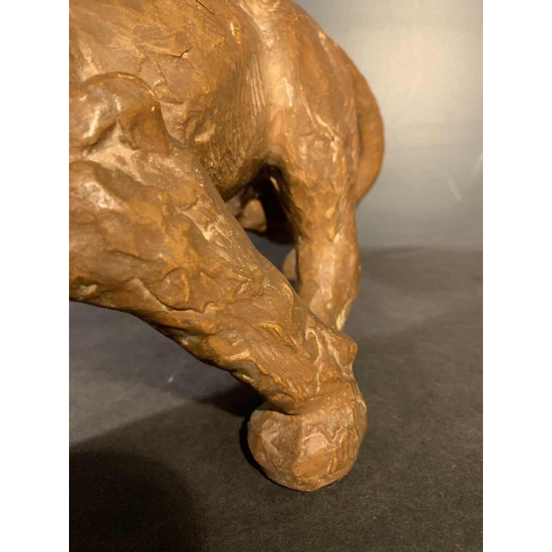 R. POLLIN, Sculpture PanthÃ¨re / Lion / Lionne Art DÃ©co en Terre Cuite, 1930s