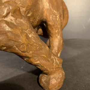 R. POLLIN, Art Deco Terracotta Panther / Lion / Lioness Sculpture, 1930s