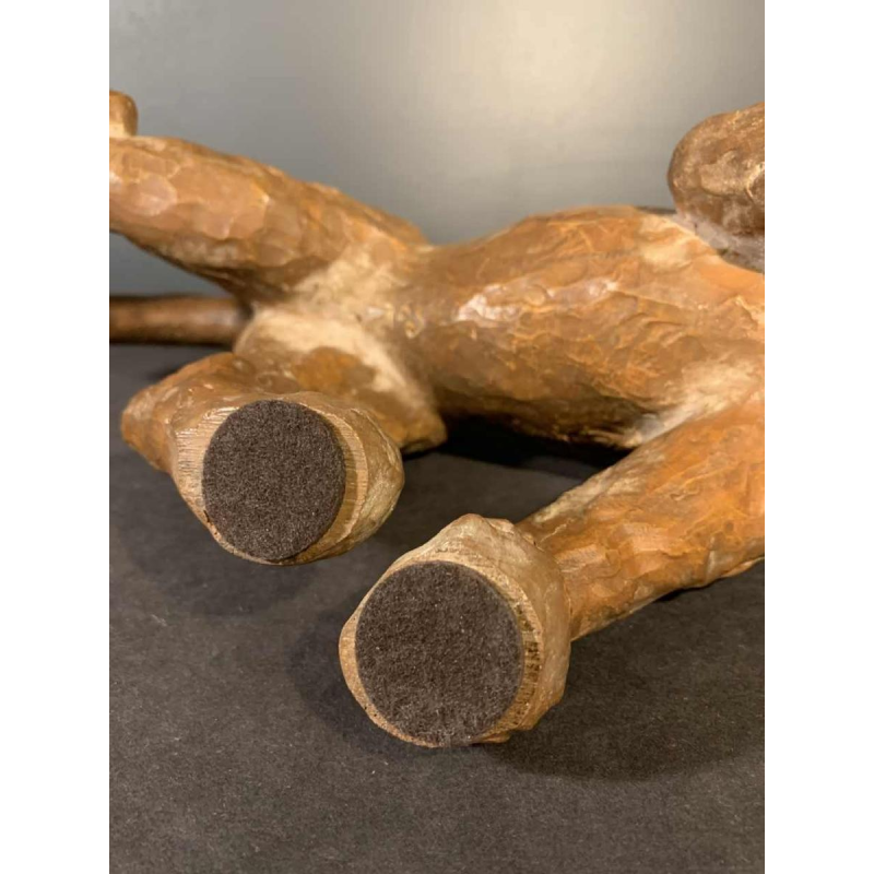 R. POLLIN, Art Deco Terracotta Panter / Leeuw / Leeuwin Sculptuur, jaren 30