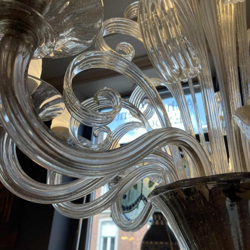 BAROVIER & TOSO / MURANO, Venetiaanse glazen kroonluchter, 12 schansen, jaren 70s