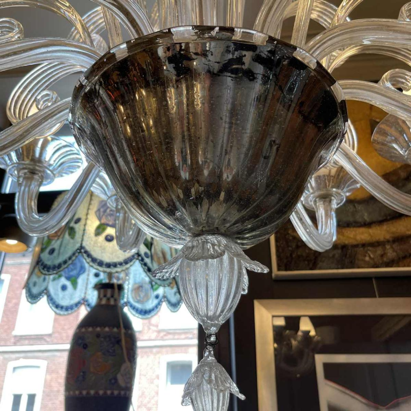 BAROVIER & TOSO / MURANO, Venetiaanse glazen kroonluchter, 12 schansen, jaren 70s