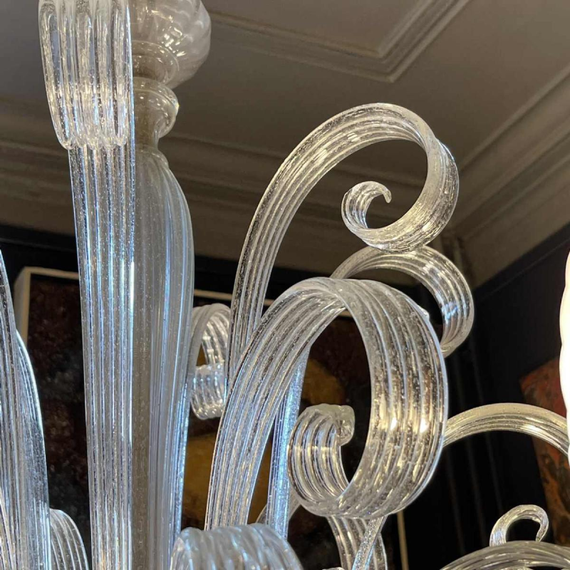 BAROVIER & TOSO / MURANO, Venetiaanse glazen kroonluchter, 12 schansen, jaren 70s