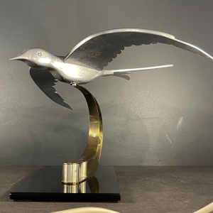 Art Deco Animal Sculpture " Bird " Aluminium / Brass / Steel, ca 1930s
