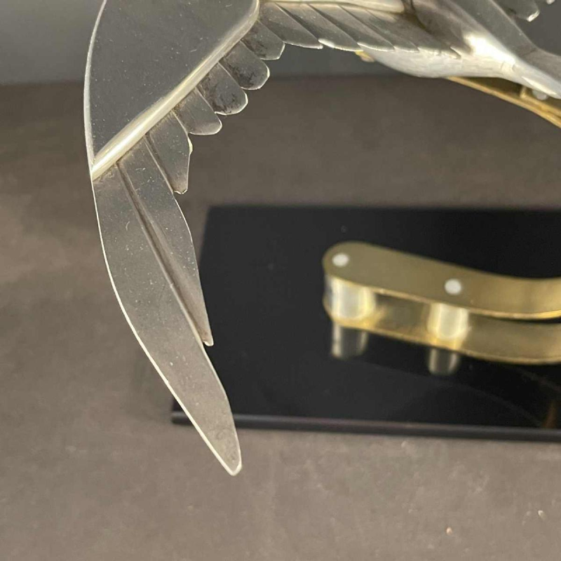 Sculpture Animalière Art Déco " Oiseau " Aluminium / Laiton / Acier, ca 1930s