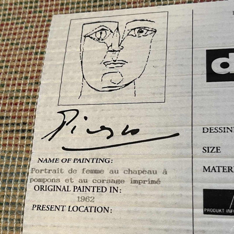 PABLO PICASSO " Portrait de femme au chapeau à pompons ", Tapis édition DESSO