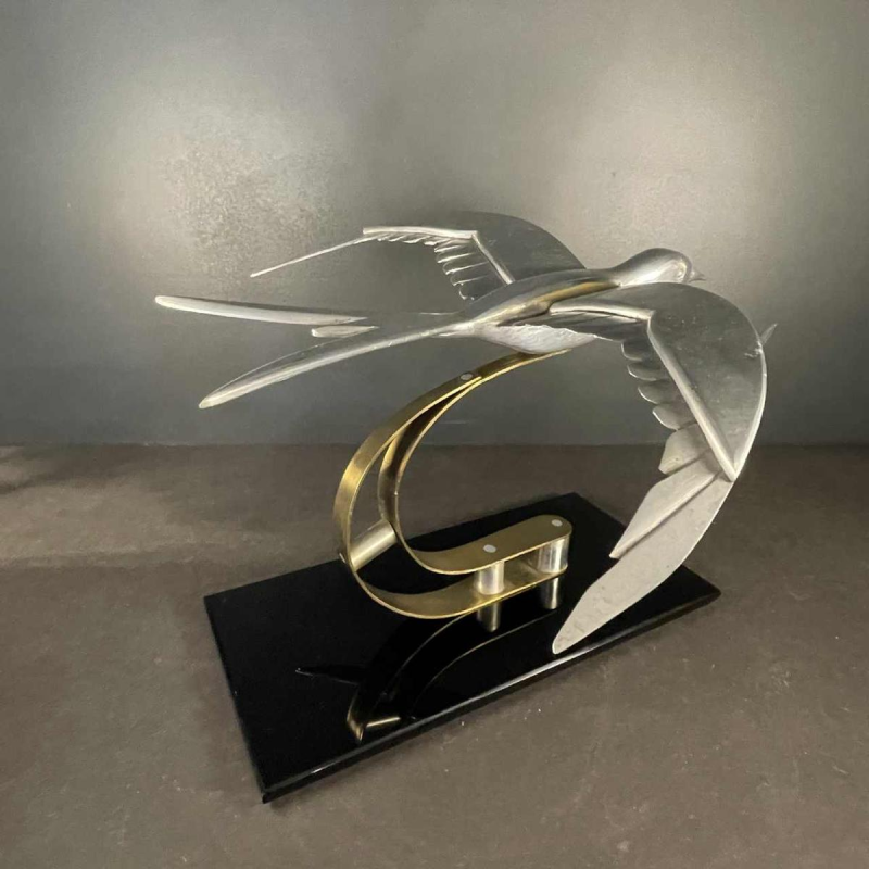 Art Deco Animal Sculpture " Bird " Aluminium / Brass / Steel, ca 1930s